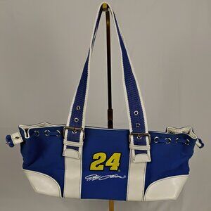 Jeff Gordon #24 NASCAR Blue/White Tote Purse – Canvas w/ Faux-Leather Trim